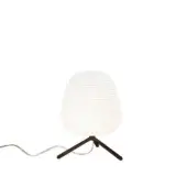 Elegant Foscarini Rituals lamp with a striped blown glass shade and plaster-like finish built with an epoxy powder-coated metal base