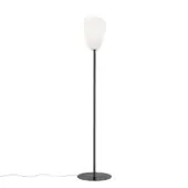 Distinguished Foscarini Rituals floor lamp with a striped blown glass diffuser and liquid coated metal base in matte finish