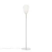 Superior Foscarini Rituals floor lamp with a striped blown glass shade and liquid-coated metal ballast in a matte silver finish