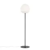 Elegant Foscarini Rituals floor lamp with a striped blown glass diffuser and dark liquid coated metal ballast