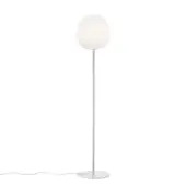 Distinguished Foscarini Rituals floor lamp with a translucent white blown glass diffuser and light gray liquid-coated metal support