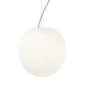 Distinguished Foscarini Rituals suspension lamp crafted in fixed blown glass with a striped texture and stainless steel cable