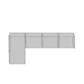 Gray fabric sectional sofa, L-shape, modular design with clean lines and boxy silhouette, studio product shot.