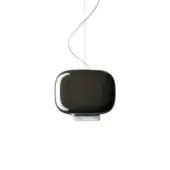 Exceptional Foscarini Chouchin suspension lamp with hand-blown cased glass diffuser in dark brown and glossy finish