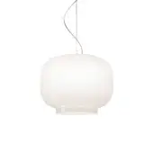 Elegant Foscarini Chouchin suspension lamp with hand-blown cased glass diffuser and glossy finish
