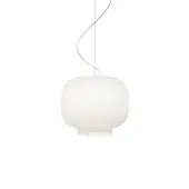 Superior Foscarini Chouchin suspension lamp with hand-blown cased glass and glossy white finish