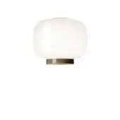 Exceptional Foscarini Chouchin Reverse ceiling lamp with hand-blown cased glass and glossy white finish