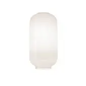Elegant Foscarini Chouchin ceiling lamp with elongated rounded silhouette in hand-blown cased glass and glossy white finish