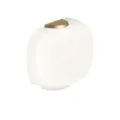 Elegant Foscarini Chouchin Semi wall lamp with hand-blown cased glass diffuser and glossy white finish complemented by gold-toned accents