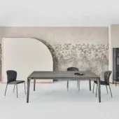 Elegant Bontempi Duke Square table with dark gray smooth surface and square-profile legs crafted in Italy