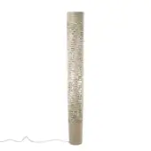 Distinguished Foscarini Tress floor lamp with horizontally-oriented cutouts in beige fiberglass composite and epoxy powder coating