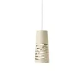 Distinguished Foscarini Tress suspension lamp crafted in beige fiberglass with a meticulous cut-out design and textured matte finish