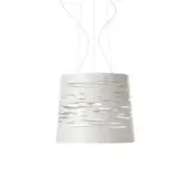 Captivating Foscarini Tress Grande suspension lamp with interwoven strips crafted in matte white fiberglass composite material