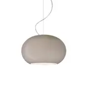 Distinguished Foscarini Buds suspension lamp with hand-blown cased glass and stainless steel cable in a glossy muted gray finish