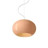 Exceptional Foscarini Buds suspension lamp with hand-blown cased glass in white and light pink with a glossy finish