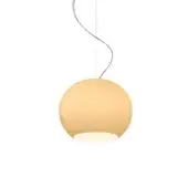 Exceptional Foscarini Buds suspension lamp with hand-blown cased glass in yellowish-cream and glossy finish