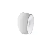 Foscarini Lumiere Wall Lamp B White, cylindrical matte white lamp with concave reflector, studio product shot.