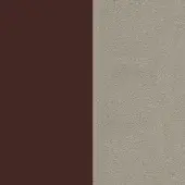 Textile swatches, dark brown matte fabric and sand textured weave, split composition against a neutral backdrop, labeled bc03—bicolor.