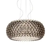 Caboche Plus Grande suspension lamp in gray features a spherical shape constructed with densely packed clear glass spheres and silver wires.