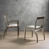 Refined Pacini & Cappellini Thelma chair with light beige fabric upholstery and medium-brown wood grain structure crafted in Italy