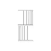 Modular shelving unit line drawing, white background, rectangular stacked sections, vertical slat fronts, minimalist geometric design.