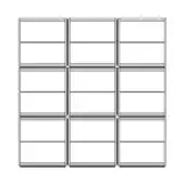 Geometric grid of nine rectangular sections with horizontal and vertical lines, plus-shaped connectors, white background, modular design.