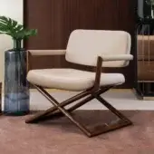 Superior Turri Madison director lounge chair with a light beige wooden structure and soft leather seat boasting a glossy finish