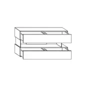 Dresser line drawing, white background, four rectangular drawers stacked, minimalist geometric design, matte finish, clean lines, solid blocks.