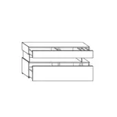 Sideboard line drawing, black and white, modular design with stacked rectangular sections, horizontal drawer, minimalist aesthetic.