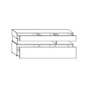 Air sideboard version c line drawing, rectangular white cabinet with three tiers, recessed drawer pulls, minimalist design.