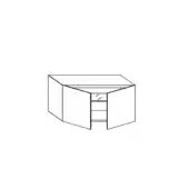 Corner sideboard, black line drawing, suspended design with two doors and single shelf, minimalist modern aesthetic, technical illustration.