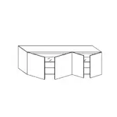Materia sideboard, black and white line drawing, modular cabinet with folding doors and angled top, minimalist floating design.