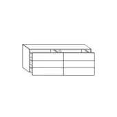 Dresser, wood veneer, rectangular form with six flush-front drawers in three rows, minimalist design, clean lines, white background.