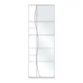 Garment pattern light gray, rectangular shape with flared right side, vertical seam, dashed lines for seam allowances and shaping guides.
