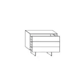 Dresser with legs, black and white line drawing, rectangular four-drawer design, angled legs, minimalist modern aesthetic, studio rendering.