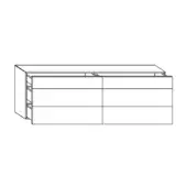 Dresser, wood, rectilinear form with six drawers and recessed left panel, raised plinth base, minimalist design, white background.