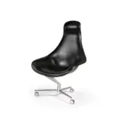 Sophisticated Reflex Zenith chair with continuous curved form and glossy dark synthetic material built with a reflective metal base