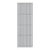 Metal room divider, dark gray and light gray, with vertical bars and horizontal grid structure, labeled “bay – model a3”.
