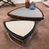 Distinguished Turri Madison coffee table crafted in Italy with a glossy lacquered grey top and gold-colored metal structure plus leather detail