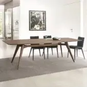 Distinguished Pacini & Cappellini Novecento table with wood top and solid ash structure in medium brown finish