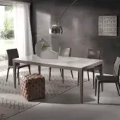 Superior Pacini & Cappellini Dominique table with Laminam® top and solid ash wood structure crafted in Italy