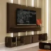 Exclusive Turri Madison TV stand with glossy medium brown and metallic bronze applications crafted in Italy