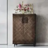 Distinguished Cattelan Italia Tudor cupboard with rounded edges, wide handle and dark brown wood finish showcasing a brushed design