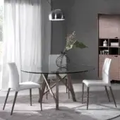 Exceptional Pacini & Cappellini Zeus table with woven solid ash base and elegant glass top