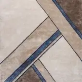 Exceptional Turri Madison rug with geometric patterns in beige, brown, and blue, hand-knotted with wool and silk for a plush finish