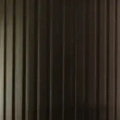 Dark brown wall panel with a repeating vertical groove pattern, matte finish, and linear ribbed texture, evenly lit and closely cropped.