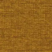 Mustard yellow woven fabric sample with mottled texture, displaying brown and gold threads, vertical striation, and a tight, irregular weave.