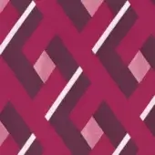 Geometric textile pattern in shades of red and pink with intersecting rectangles, squares, and diagonal off-white stripes on a smooth fabric.