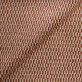 Beige and burnt orange woven fabric sample with a diagonal rectangular pattern, featuring a visible seam and “belmondo” label.