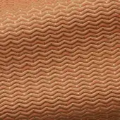 Chevron fabric sample, orange and gold woven texture, rippled surface with raised ridges; “belmondo” bm 51, category f.